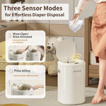 MRBIN Metal Motion Sensor Adsorption Diaper Pail Refills with Lid, 8gal / 30L Covered Touchless Square Baby Adult Trash Can, Pet Litter Garbage Bucket for Nursery Bedside, Bathroom, Toilet, White