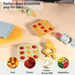 WAJIAYON Baby Food Freezer Tray,Silicone Nibble Freezer Tray,Baby Fruit Food Feeder Teether Tray,Breastmilk Popsicle Mold,Baby Food Storage Container Ice Cube Tray Maker for Homemade Baby Food-Blue