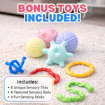 Brightway Sensory Mats Play Kit | Tiles for Floor or Wall Panel | 12" x 12" Pads, Toys & Balls for Kids with Autism | Classroom Must Haves for Toddlers & Children