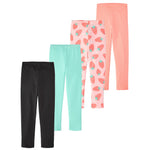 Garanimals Baby & Toddler Girl Strawberry Leggings - Machine-Washable Kid's Clothes - Size 3-6 Months - Orange, Light Pink, Green, Black - 4 Pack