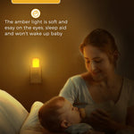 LOHAS Amber Night Light, Dimmable Plug in Yellow Night Light with Dusk to Dawn Sensor, Kids Night Lights for Bedroom, 5-80LM Suit for Nursery, Hallway, Stairway,Bedroom, Bathroom, 2Pack
