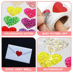 Heart Stickers, Heart Sticker for Kids, Valentines Stickers, 500Pcs 1 Inch Glitter Love Heart Stickers Self-Adhesive Sparkly Sticker for Valentine's Day Wedding Envelope Kid Reward Classroom Supplies