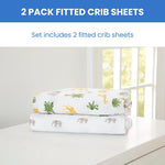Delta Children Fitted Crib Sheets for Girls and Boys - Crib Sheet for Standard Crib and Toddler Mattresses - 28x52 Inch (Pack of 2), Safari Friends