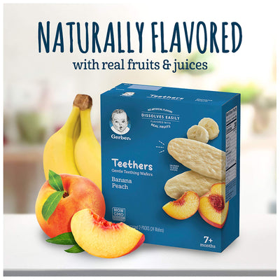 Gerber Teethers VariPk,1 Banana Peach 1 Strawberry Apple Spinach, 2 CT