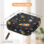 wooshwa Toddler Booster Seat for Dining Table, Kids Booster Seat for Kitchen Chair with Non-Slip Bottom, Portable Detachable Washable Increasing Cushion with 2 Adjustable Straps (Universe)