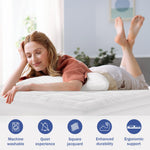OLANLY Queen Quilted Fitted Mattress Pad, Elastic Fitted Mattress Topper, Cooling Soft Mattress Cover Stretches up to 21 Inches Deep, Machine Washable Mattress Protector (60x80 inch, White)