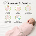 3-Pack Organic Baby Swaddle Sleep Sacks - Swaddles for Newborns, Infant 0-3 Months, Baby Girls, Boys, Soft & Snug Newborn Sleep Sack, Nursery Swaddling Blankets, Velcro Closure (ABC Land Rose)