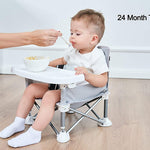 PandaEar Portable Baby Seat Travel| Compact Fold with Straps for Indoor/Outdoor Use| Great for Camping, Beach, Lawn |Toddlers, Kids, Boys, Girls (Grey with Placemat)