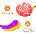 ABEIER Washable Finger Paint Kit for Toddlers, 12 Colors with Paint Tools, Safe Non-Toxic, Baby Safe Paint for Hand and Feet, Mess Free Art Supplies for Kids, DIY Crafts, Kids Gifts, Ages 3+