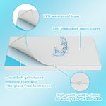 Moonlightfamily 2"x27.5"x52" Mattress Topper, 27.5" Wx52 L Size with Super Soft Water-Resistant, Detachable & Machine Washable Cover, CertiPUR-US Certified Gel-Infused Memory Foam Pad, Pure White