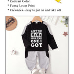 Kucnuzki Toddler Boy Clothes - 2T-3T Boys Long Sleeve Letter Print Shirts & Sweatshirts - Pants Set - Fall Winter Boutique Clothes