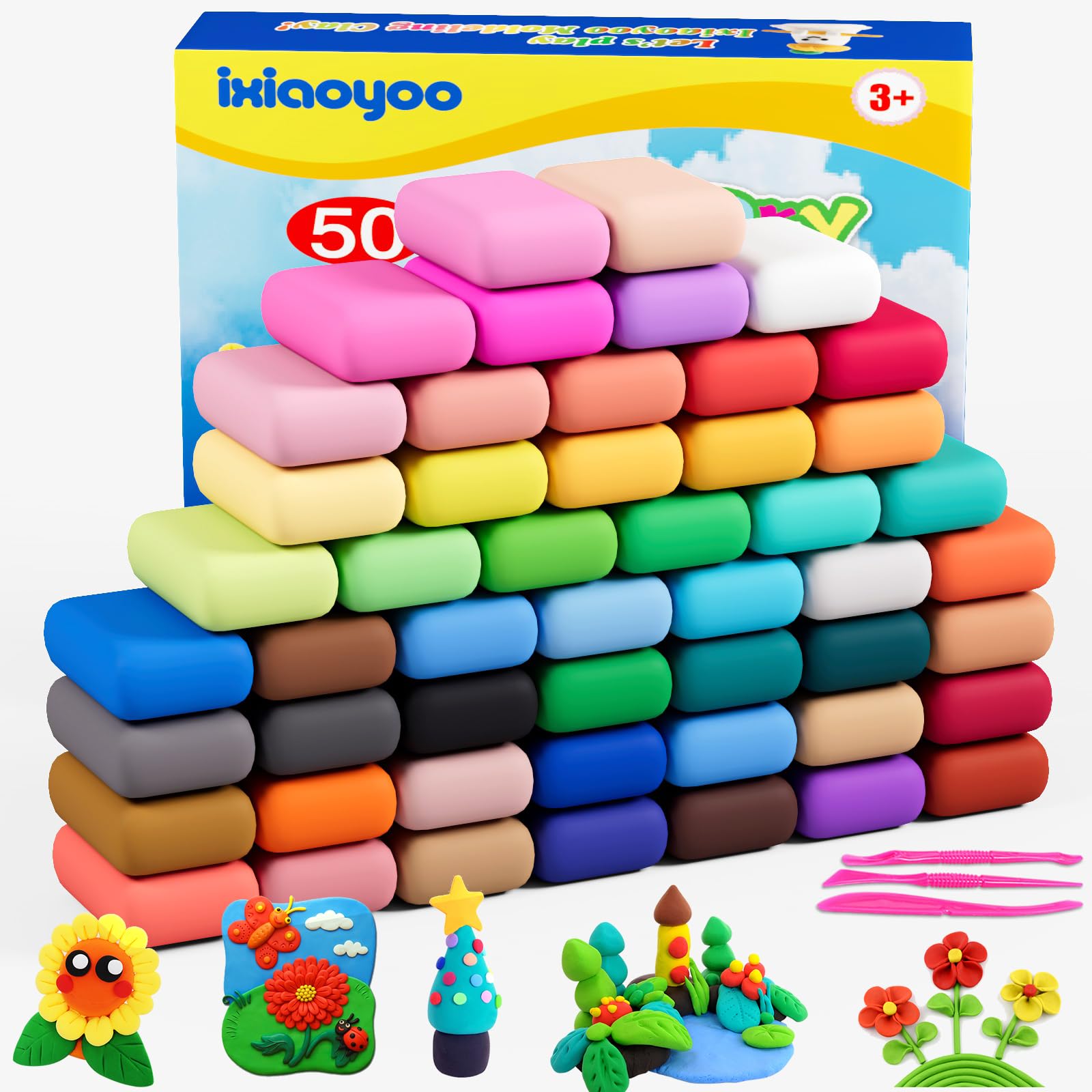 Air Dry Clay, 100 Colors Modelling Clay for Kids, DIY Molding Magic Clay for with Tools, Soft & Non-Sticky, Toys Gifts for Age 3 4 5 6 7 8+ Years Old Boys Girls Kids