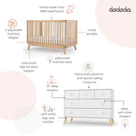 dadada Baby Harmony Set, Nursery Furniture Set. Baby Crib and Dresser Combo. Soho 3-in-1 Convertible Crib and Austin 5 Drawer Nursery Dresser. Natural Beechwood