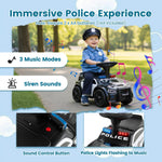 Costzon Police Car Ride On, Toddler Foot-to-Floor Sliding Car with Siren Sounds, Music & Flashing Lights, Under-Seat Storage, Kids Ride On Toys for Boys Girls 18+ Months