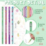 Leinuosen 200 Pcs Scented Pencils Bulk for Kids Inspirational Cute Fun Wood Smelly Pencils with Erasers Fruit Elements for School Classroom Office Students