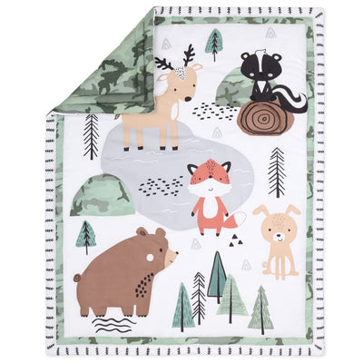The Peanutshell 3 Piece Baby Crib Bedding Set for Boys - Newborn, Infant & Toddler Nursery Bed Set Decor with Fitted Crib Sheet, Dust Ruffle Comforter - Woodland Camo