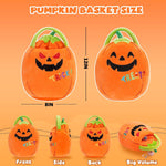 Halloween Plush Pumpkin Trick Or Treat Basket, Cute Pumpkin Stuffed Animal Candy Bucket, Halloween Party Favor Bags with Handles Plush Toys for Kids Toddlers Girls Boys