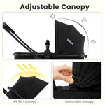 INFANS 2 in 1 Baby Stroller, Convertible Stroller with Bassinet Reversible Seat Adjustable Backrest Canopy One Hand Fold, Compact Toddler Pushchair for Kids Infants Newborns 0-36 Months (Black)