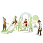 Merax Lollipop 6-in-1 Toddler Slide, Kids Slide and Swing Set with Basketball Hoops, Soccer Goal & Ring-Toss Game, Indoor Outdoor Playground Slide for Toddlers 1-3