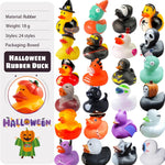 24 PCS Halloween Rubber Ducks, Halloween Ducks for Halloween Goodie Bag Fillers, Rubber Duckies Baby Bath Toys for Halloween Party Favors Decorations, School Classroom Game Prizes