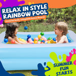 Inflatable Swimming Pool for Kids Outdoor Ground Rectangular Kiddie Pool (Max 61x42.5x18 Inch)
