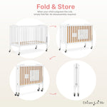 Dream On Me Folding Full-Size Convenience Baby Crib in White, GreenGuard Gold & BSA, Portable, Patented Quick Folding System, Strong Wheels, 2 Adjustable Mattress Heights
