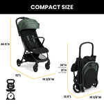 Jeep Altitude Compact Travel Stroller by Delta Children Greenguard Gold, Easy One Hand Fold, Lightweight, Extendable Canopy with Peek-a-Boo Window, Reclining Seat, 4 Wheel Suspension, Olive Green