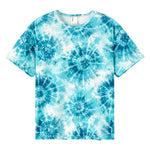 PATPAT Boys Tie Dye T-Shirts Size 8-9 Years Turquoise Short Sleeve Crewneck Neon Shirt Kids Casual Hippies Clothes