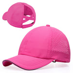BAOPLAYKIDS Little Girls Criss Cross Ponytail Hat Toddler Mesh Baseball Cap Kids Quick Dry Outdoor Summer Sports Hats Ponycap Age 3-8 Hot Pink