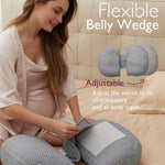 Momcozy Portable Pregnancy Pillow – W Shaped Maternity Support for Side Sleepers, Adjustable Travel Wedge Pillow for Back, Belly, and Hip Relief, Ideal for Pregnant Women, Deep Grey