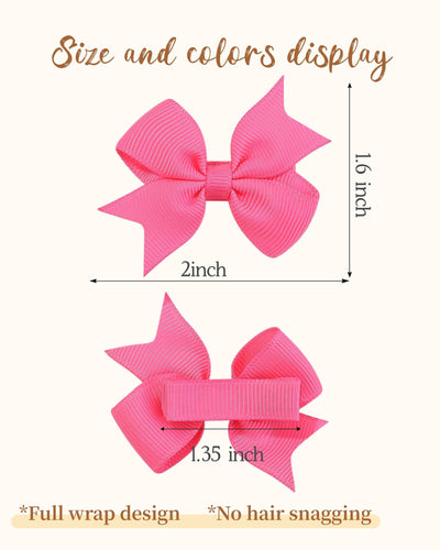 doboi 80PCS 2'' Baby Girls Fully Lined Grosgrain Boutique Solid Color Ribbon Mini Hair Bows Clips for Teens Infants Kids Toddlers Newborn Children Set of 40 Pairs