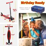 Scooter for Kids 3-7, 3 Wheel Scooters for Boy Girl Toddler Heavy Duty, Kick Scooter with Lean-to-Steer LED Wheels, 4 Adjustable Handlebar, Wide Deck, Safe Metal Rear Brake, 120 lb Capacity,Child Gift