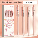MOZXIRZ 4 Pcs Cute Cat Pens Silent Retractable Pens Kawaii Pink Kitty Gel Pen Triangle Pen Body 0.5mm Fine Point Smooth Writing Pen for Women Office School Supplies (Cat)