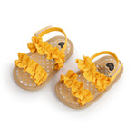 WaiHeikki Baby Girls Summer Sandals Cute Anti-Slip Soft Sole Ruffle Flat Shoes Toddler First Walker (Yellow, 0_months-6_months)