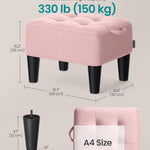 SONGMICS Foot Stool with Legs, Small Footstool Ottoman, Velvet Seat with Thick Cushion, for Living Room, Bedroom, Entryway, 330 lb Weight Capacity, Jelly Pink ULOM501R01