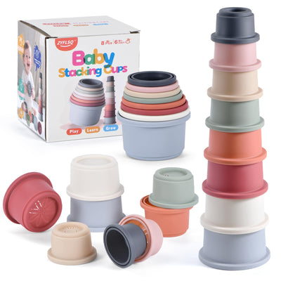 ZYFLSQ Stacking Cups Baby Toy, 8-Piece Set - Nesting Cups for Babies 6 Months+, Bath Toys for Kids as Gift, Montessori Educational Toys for Toddler Gift