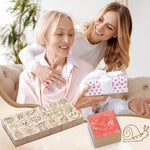MotiMind 18 Pcs Cartoon Pattern Wood Stamps Set Wooden Rubber Holiday Stamps for Card Making Decoration and Scrapbooking Supplies
