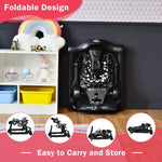 BABY JOY 4-in-1 Baby Walker, Foldable Activity Walker with Adjustable Height & Speed, Music, Lights, Anti-Rollover, Toddler Push Walker, Baby Walker with Wheels for Boys Girls 6-18 Months (Black)