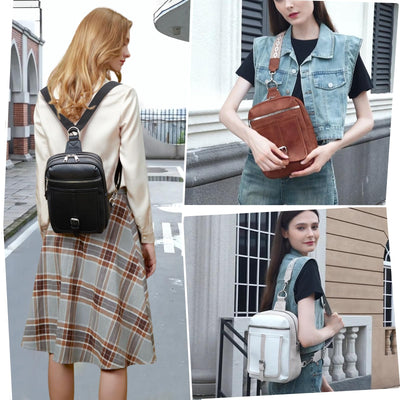2 in 1 Crossbody Bags for Women Men Sling Backpack Purse Faux Leather Cross Body Bag for Woman with 2 Deletable Straps and Wipes Pouch Large Front Chest Shoulder Purses Diaper Bag Fanny Pack Brown