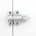 INIRET 8 Packs Self-Closing Latches，Silver Gray Spring Door Lock，Resilient Bolt Latch Aluminum Alloy Safety Automatic Spring Barrel Slide Door Lock with Screws,Used for Gate,Window and Cabinet etc