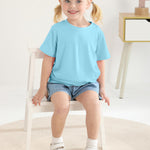 Poroka Baby and Toddler Girls Short Sleeve T-Shirts Cotton Crewneck Shirts Basic Solid Tees Summer Casual Tops, Multipack