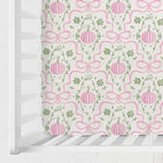 Fall Pink Pumpkins Bows Gingham Baby Crib Sheets for Girls Autumn Thanksgiving Harvest Soft Snug Fitted Crib Mattress Covers for 52''x28'' Standard Crib & Toddler Mattress Halloween Bed Sheets