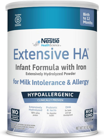 Nestle Extensive HA infant formula can on a white background