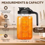 Mihlapi Breast Milk Pitcher, 32 OZ Mason Jar Pitcher with Lid Double Leak Proof,1 Quart Breastmilk Storage Containers for Fridge, Glass Jug for Sun Tea, Juice, Cold Brew Coffee