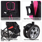 BABY JOY Lightweight Stroller, Compact Travel Stroller, Infant Stroller w/Adjustable Backrest & Canopy, Cup Holder, Storage Basket, 5-Point Harness, Easy Fold, Umbrella Stroller for Toddler, Pink