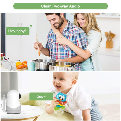 OKAIDI Baby Monitor with Camera and Audio, 5" Large Screen with 30-Hour Battery, 1000ft Range Video Baby Monitor, Remote Pan-Tilt-Zoom Baby Monitor No WiFi, Night Vision, VOX, 2-Way Talk, 8 Lullabies