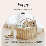 BEBE BASK Premium Baby Diaper Caddy Organizer - Handmade & Award-Winning Scalloped Rattan Basket - Luxury Diaper Caddy Basket - Elegant Scalloped Edge (Natural)