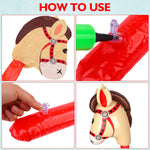 RUIYELE 18 Pcs 40 Inch Brown Inflatable Stick Horse Blow Up Horsehead Stick Balloon Horse Birthday Party Supplies Pony Stick for Christmas Horse Themed Party Decorations Halloween Costume Stick