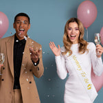 White Satin Mom to Be Sash for Baby Shower, White Mom to Be Sash with Gold Foil Text, Baby Shower Sash Decorations for Gender Reveal Newborn Party