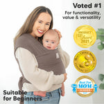 KeaBabies Baby Wrap Carrier - All in 1 Original Baby Carrier Newborn to Toddler Sling, Easy to Wear, Hands Free Bonding, Lightweight, Breathable Infant Wraps (Copper Gray)